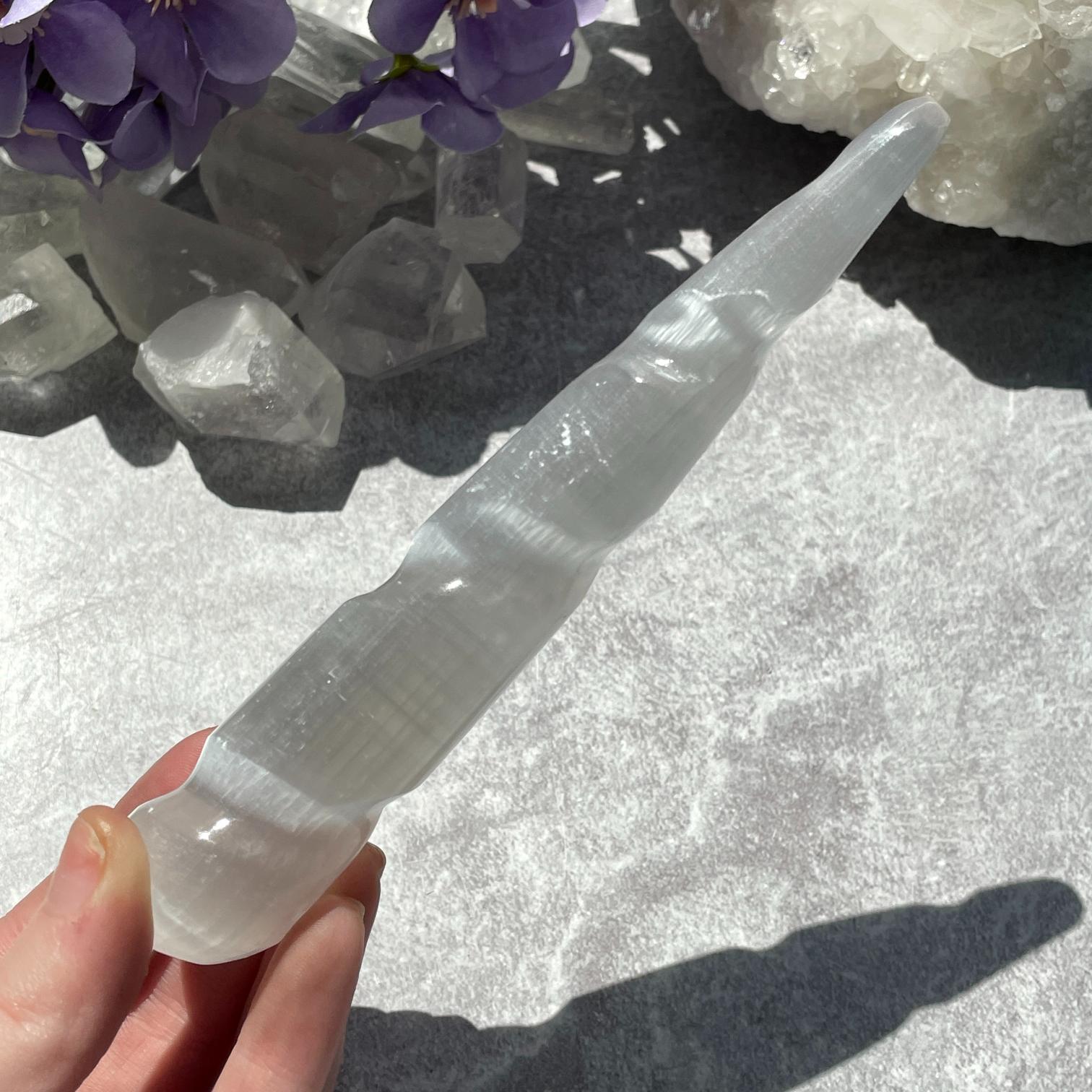 Selenite Wand - Tapered Twisted Selenite Wand - Tapered Twisted